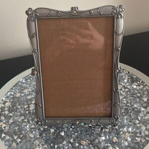 Burnes of Boston picture frame standing silver diamond rhinestone scroll pewter